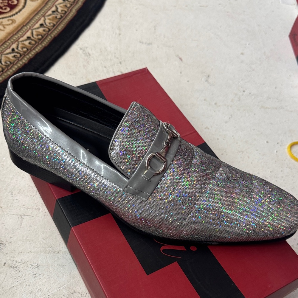 Amalfi Men's Silver Sparkle Loafers